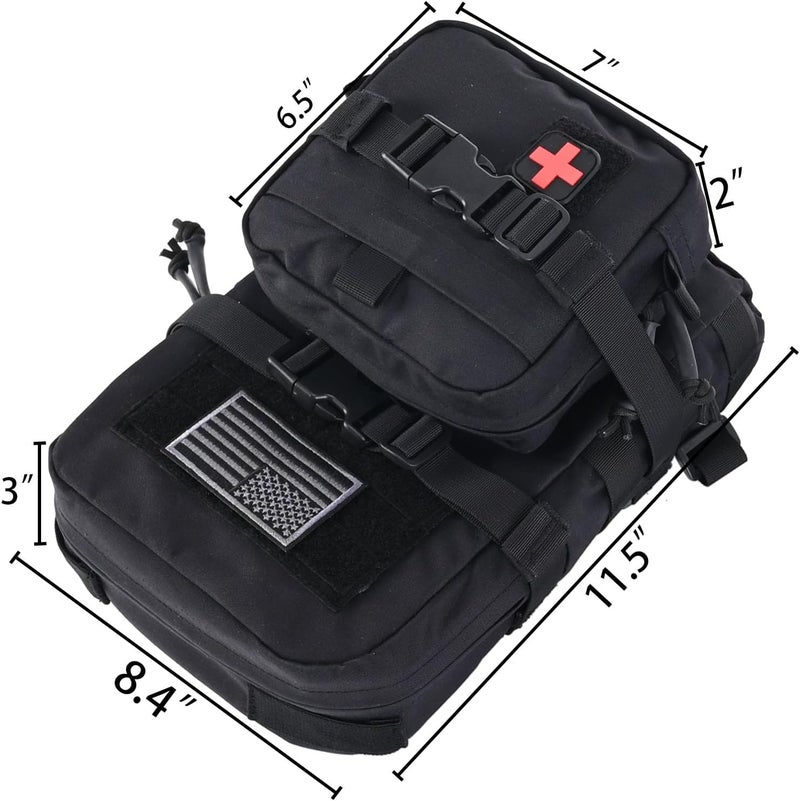 tactifans Tactical Mini Molle Hydration Pack,Molle Hydration Carrier with IFAK Pouch&US Flag&Med Patch,Hydropack for 2L Water Bladder - Image 2